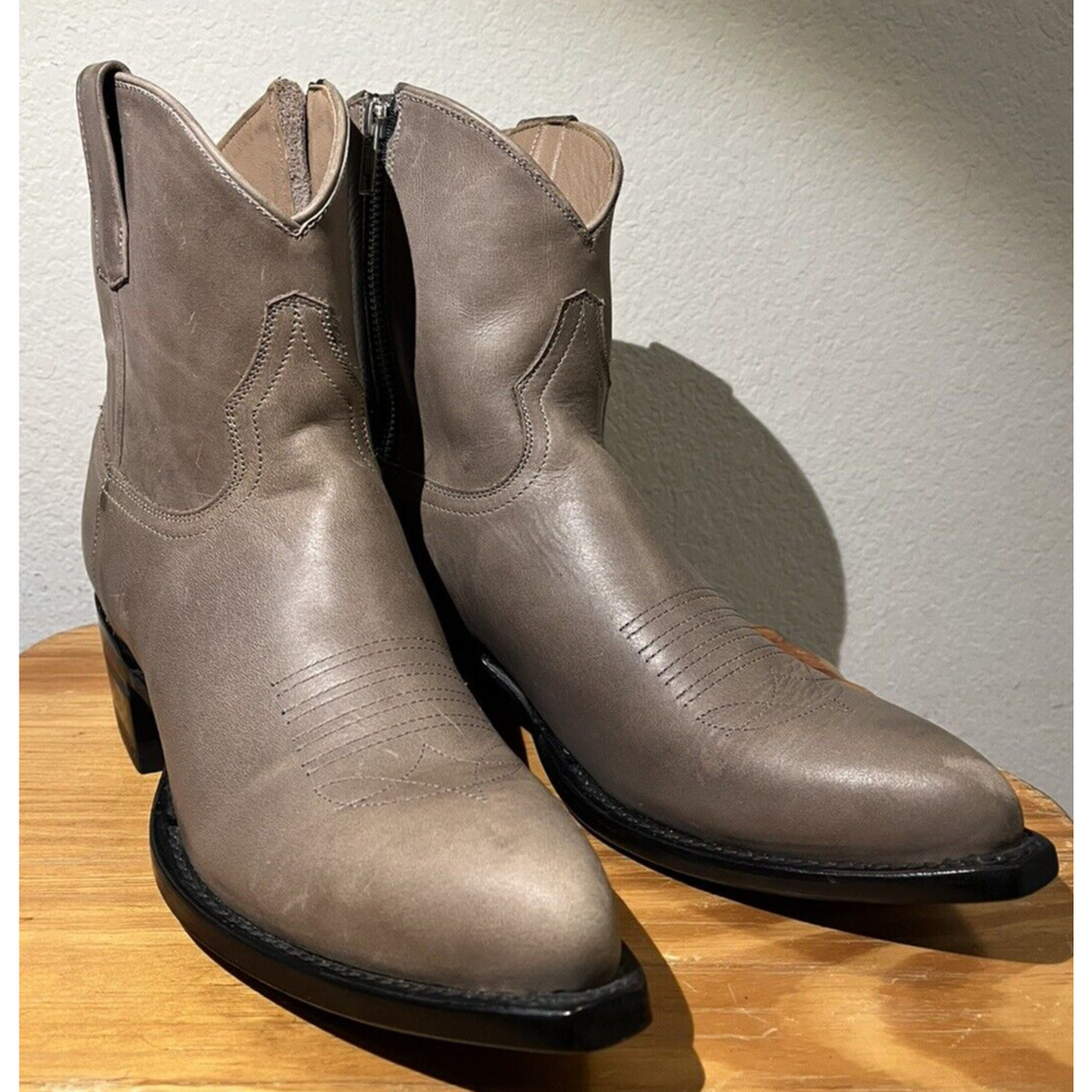 Alvies Boots W 10.5 | M 9 Gray Leather Ankle Zip Shorty * display pair * NWD *